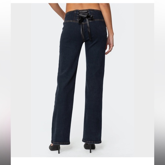 Edikted Jeans with Lace-Up Detail - Picture 1 of 3